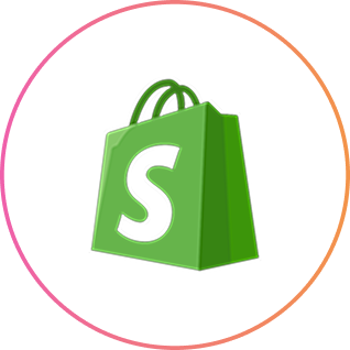 Green shopping bag icon with a white letter S on the front, representing Shopify.