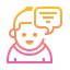Icon of a smiling person with a speech bubble indicating consultation or communication.